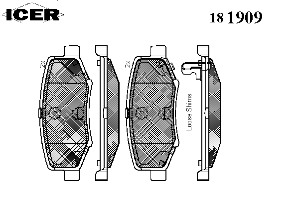 181909 Icer sapatas do freio traseiras de disco