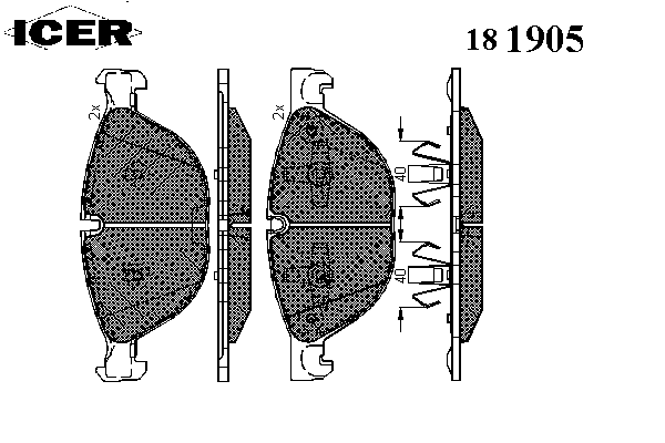 181905 Icer sapatas do freio dianteiras de disco