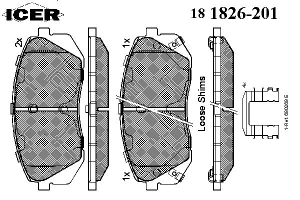 181826-201 Icer sapatas do freio dianteiras de disco