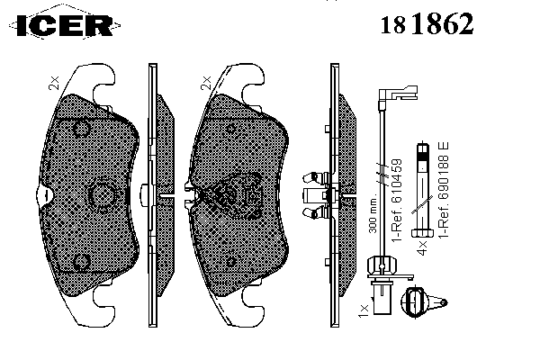 181862 Icer sapatas do freio dianteiras de disco