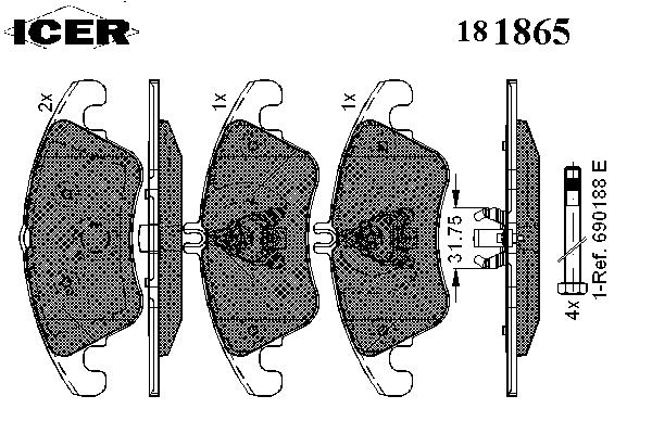 181865 Icer sapatas do freio dianteiras de disco