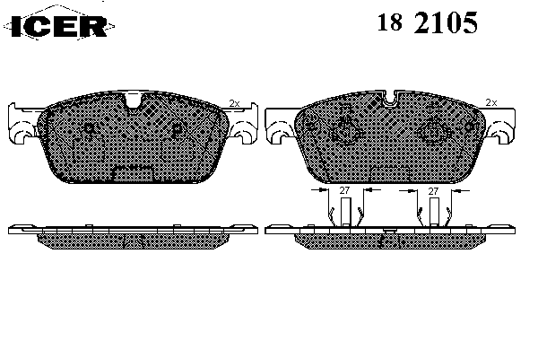182105 Icer sapatas do freio dianteiras de disco