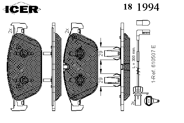 181994 Icer sapatas do freio dianteiras de disco