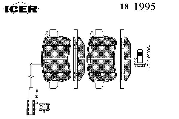 181995 Icer sapatas do freio traseiras de disco