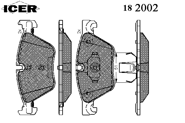 182002 Icer sapatas do freio dianteiras de disco