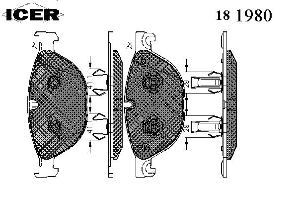 181980 Icer sapatas do freio dianteiras de disco