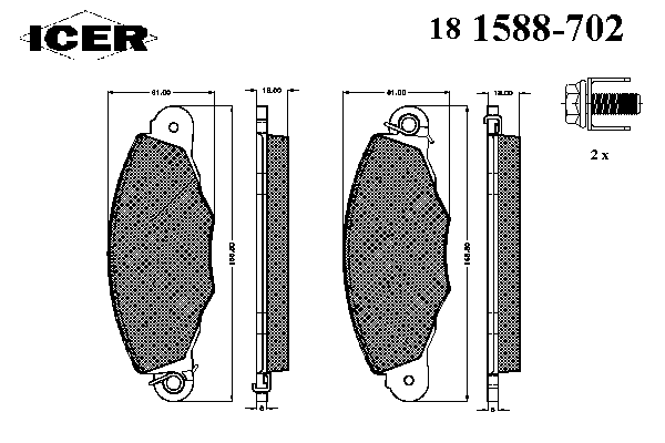 181588-702 Icer sapatas do freio dianteiras de disco