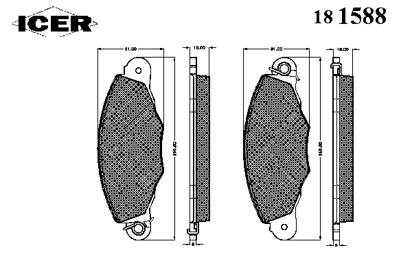 Sapatas do freio dianteiras de disco 181588 Icer