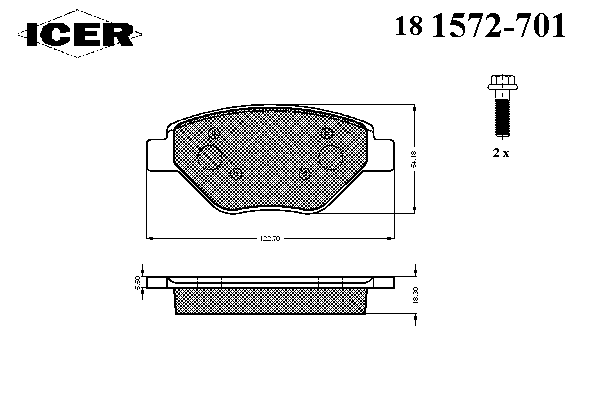 181572-701 Icer sapatas do freio dianteiras de disco