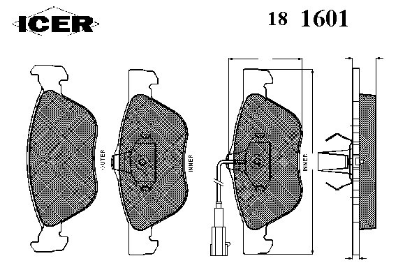 181601 Icer sapatas do freio dianteiras de disco