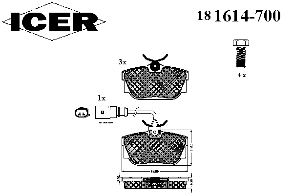 181614-700 Icer sapatas do freio traseiras de disco