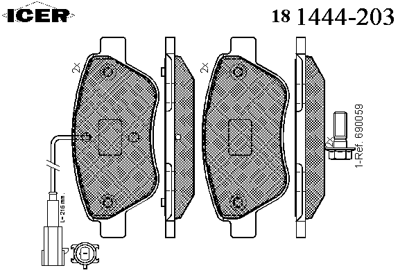 181444-203 Icer sapatas do freio dianteiras de disco