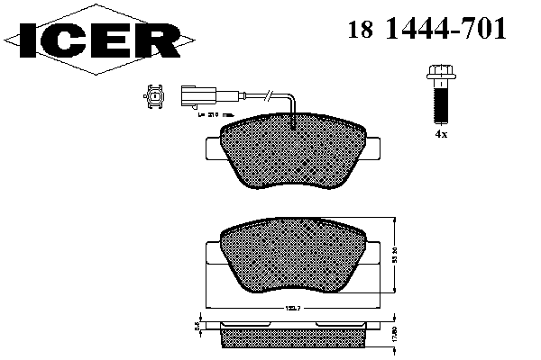 181444-701 Icer sapatas do freio dianteiras de disco