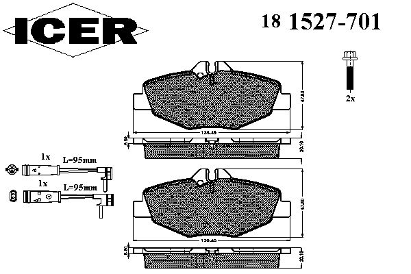 181527-701 Icer sapatas do freio dianteiras de disco