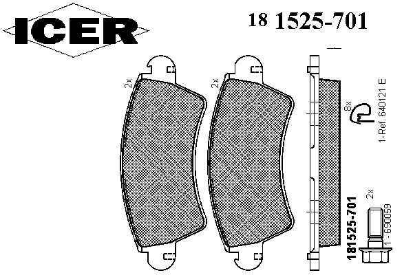 181525701 Icer sapatas do freio dianteiras de disco