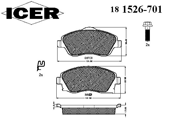 181526-701 Icer sapatas do freio dianteiras de disco
