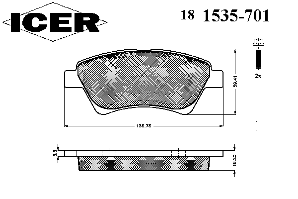 181535-701 Icer sapatas do freio dianteiras de disco