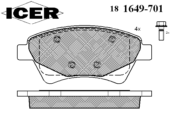 181649-701 Icer sapatas do freio dianteiras de disco