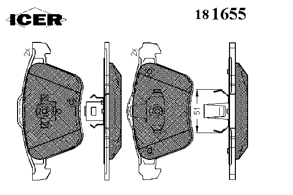 181655 Icer sapatas do freio dianteiras de disco