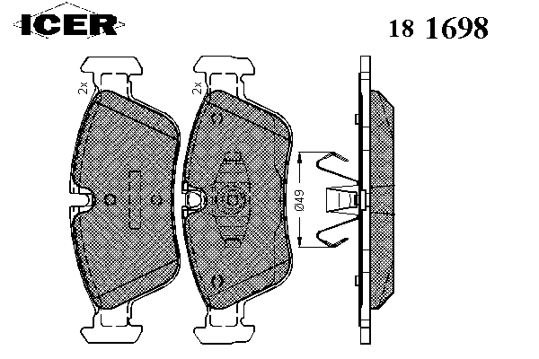 181698 Icer sapatas do freio dianteiras de disco