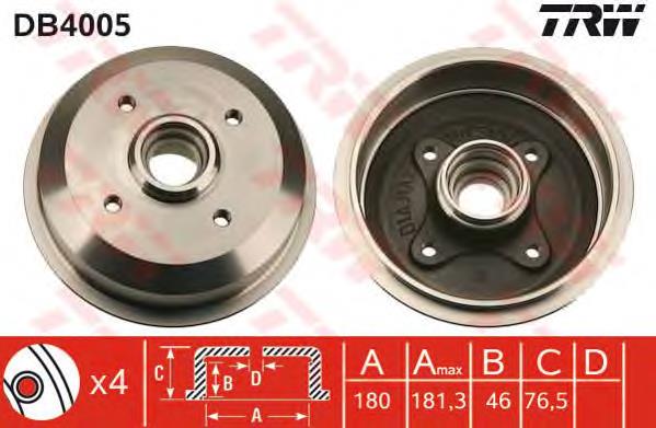 Tambor do freio traseiro DB4005 TRW