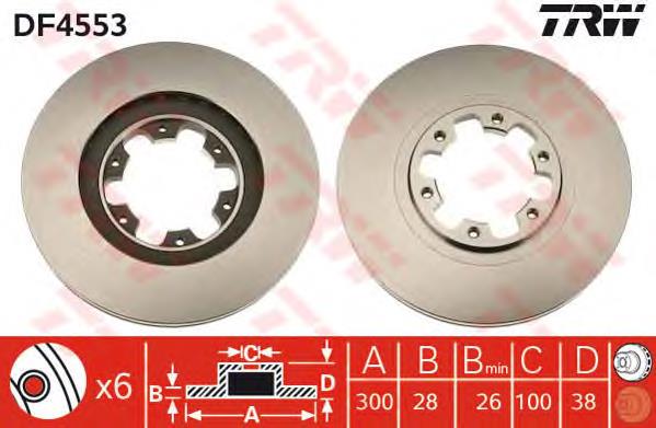 Передние тормозные диски DF4553 TRW
