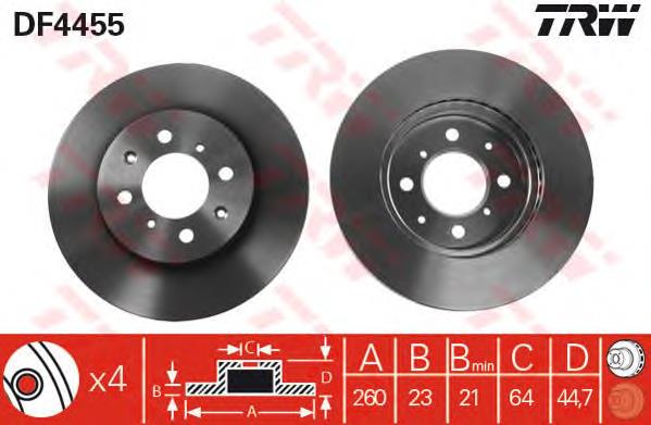 Тормоз дисковый передний TRW DF4455 цена, от 34.91 USD