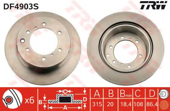 DF4903S TRW disco do freio traseiro
