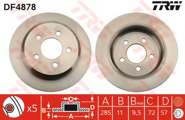 DF4878 TRW disco do freio traseiro