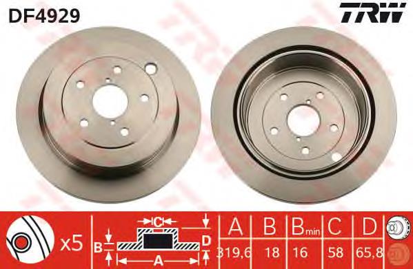 DF4929 TRW disco do freio traseiro