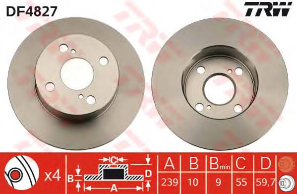 DF4827 TRW disco do freio traseiro