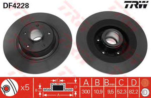 DF4228 TRW disco do freio traseiro