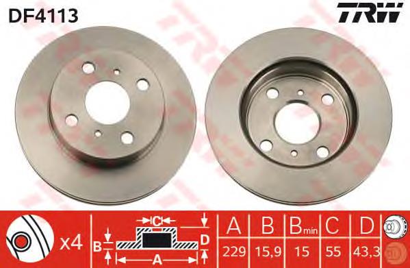 Передние тормозные диски DF4113 TRW