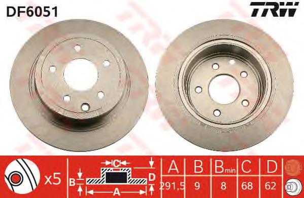 DF6051 TRW disco do freio traseiro