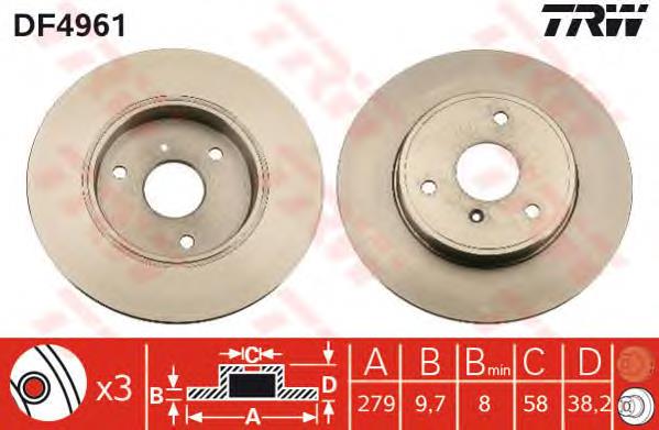 DF4961 TRW disco do freio dianteiro