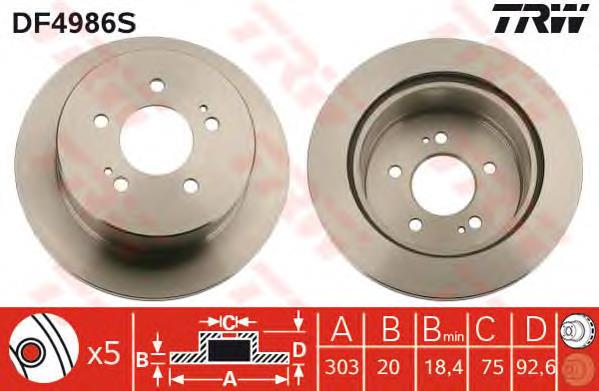 DF4986S TRW disco do freio traseiro