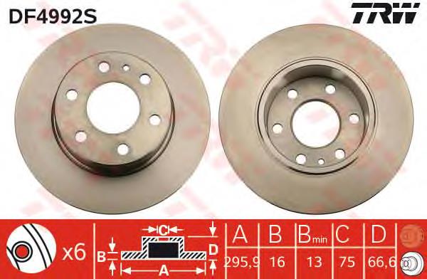Disco do freio traseiro DF4992S TRW