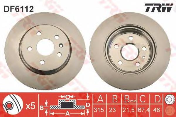 DF6112 TRW disco do freio traseiro