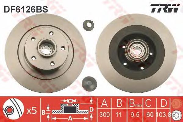 DF6126BS TRW disco do freio traseiro
