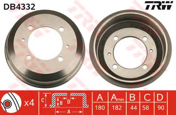 DB4332 TRW tambor do freio traseiro