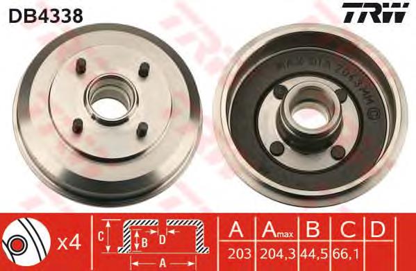 DB4338 TRW tambor do freio traseiro