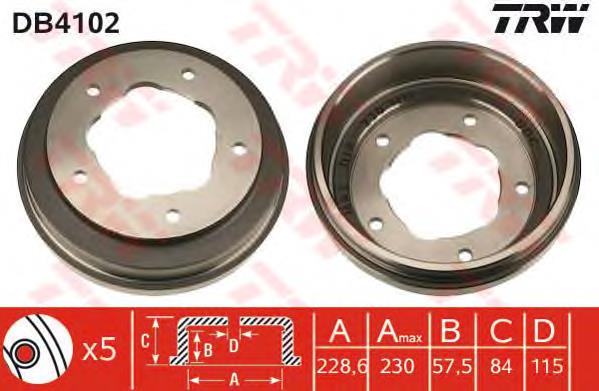 DB4102 TRW tambor do freio traseiro