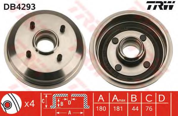DB4293 TRW tambor do freio traseiro