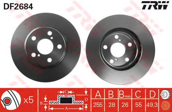 DF2684 TRW disco do freio dianteiro