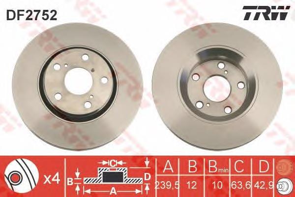 DF2752 TRW disco do freio dianteiro