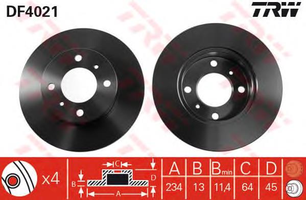 DF4021 TRW disco do freio dianteiro