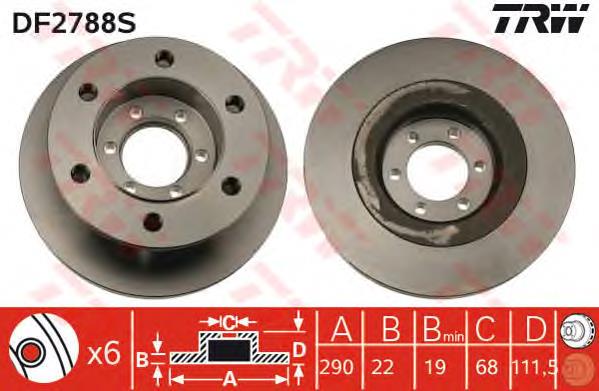 DF2788S TRW disco do freio dianteiro