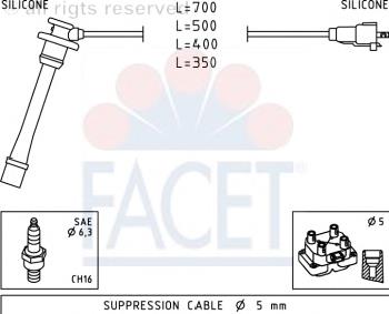 Fios de alta voltagem, kit 49792 Facet