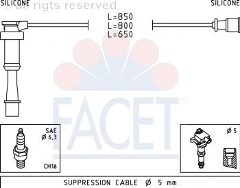 Fios de alta voltagem, kit 49845 Facet