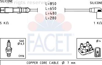 4.7223 Facet fios de alta voltagem, kit